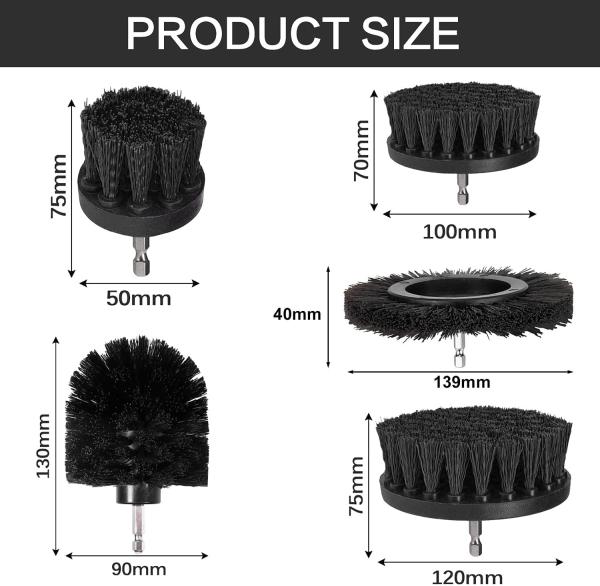 5 pieces Drill Brush drill brushes attachment cleaning brush rim brush scrubber cleaning brush kit