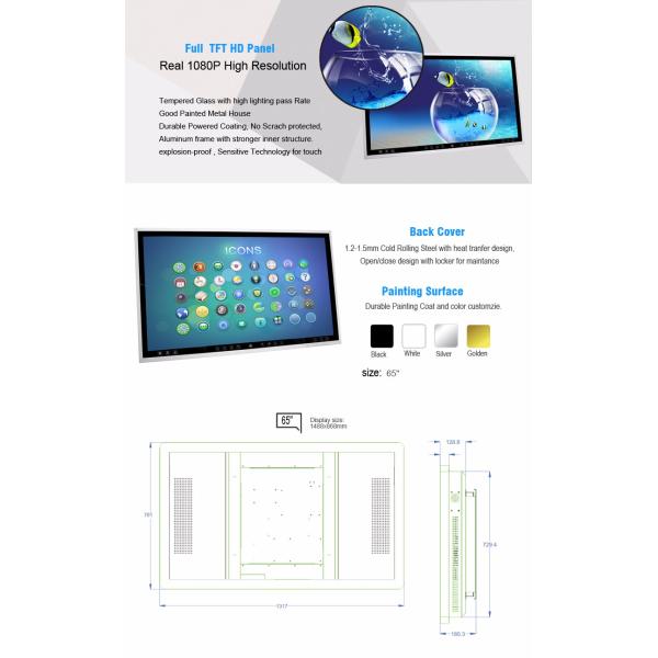 Interactive Educational Touch Screen LCD Monitor 65 Inch Wall Mounted Energy - Efficient