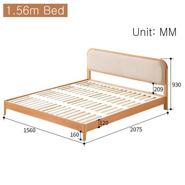 Bedroom Furniture Solid Wood With Headboard Beech Frame Sleeper for Double in Guest Room en Platform