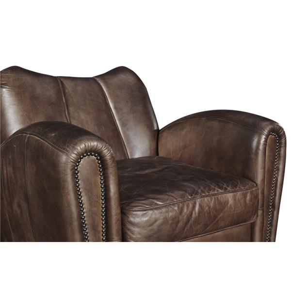 35'' Vintage Cigar Leather Leisure Armchair With brass nail heads handworkcraft