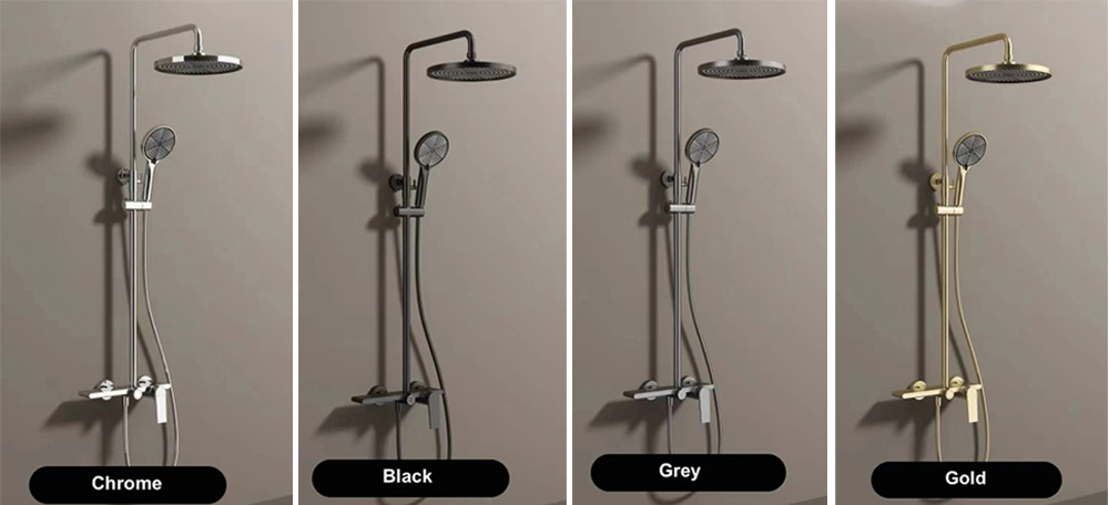 Shower Set Bathroom Mixer with Brass Body Zinc Handle and SU304 Shower Bar Chrome Black Gunmetal and Gold Finish Options