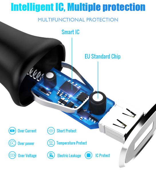 Micro USB Cigarette Lighter Car Charger Type C With Spring Cable OEM 5V 2.1A