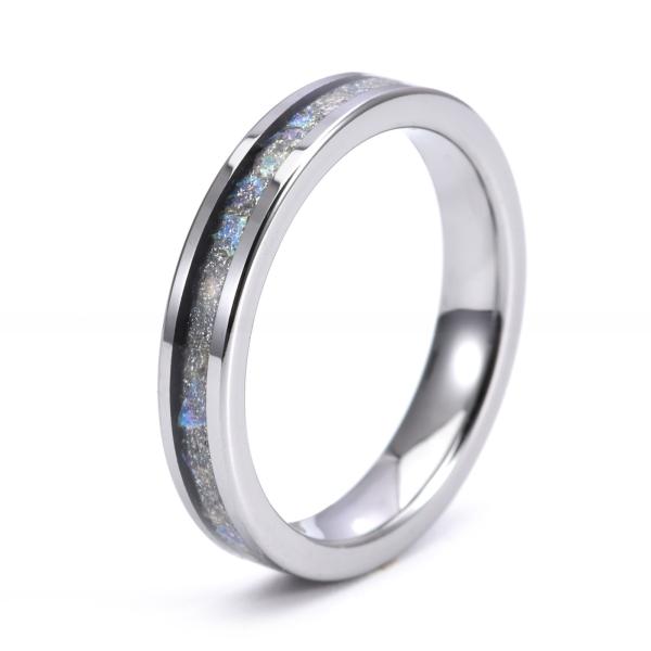 Wedding Rose Gold Black Tungsten Carbide Ring Plating Polished With Sandstone Inlay