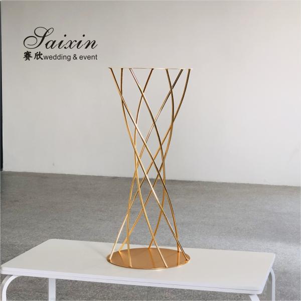 ZT-406 venda quente arranjo de flores de ouro de metal está para decoração de mesa de casamento