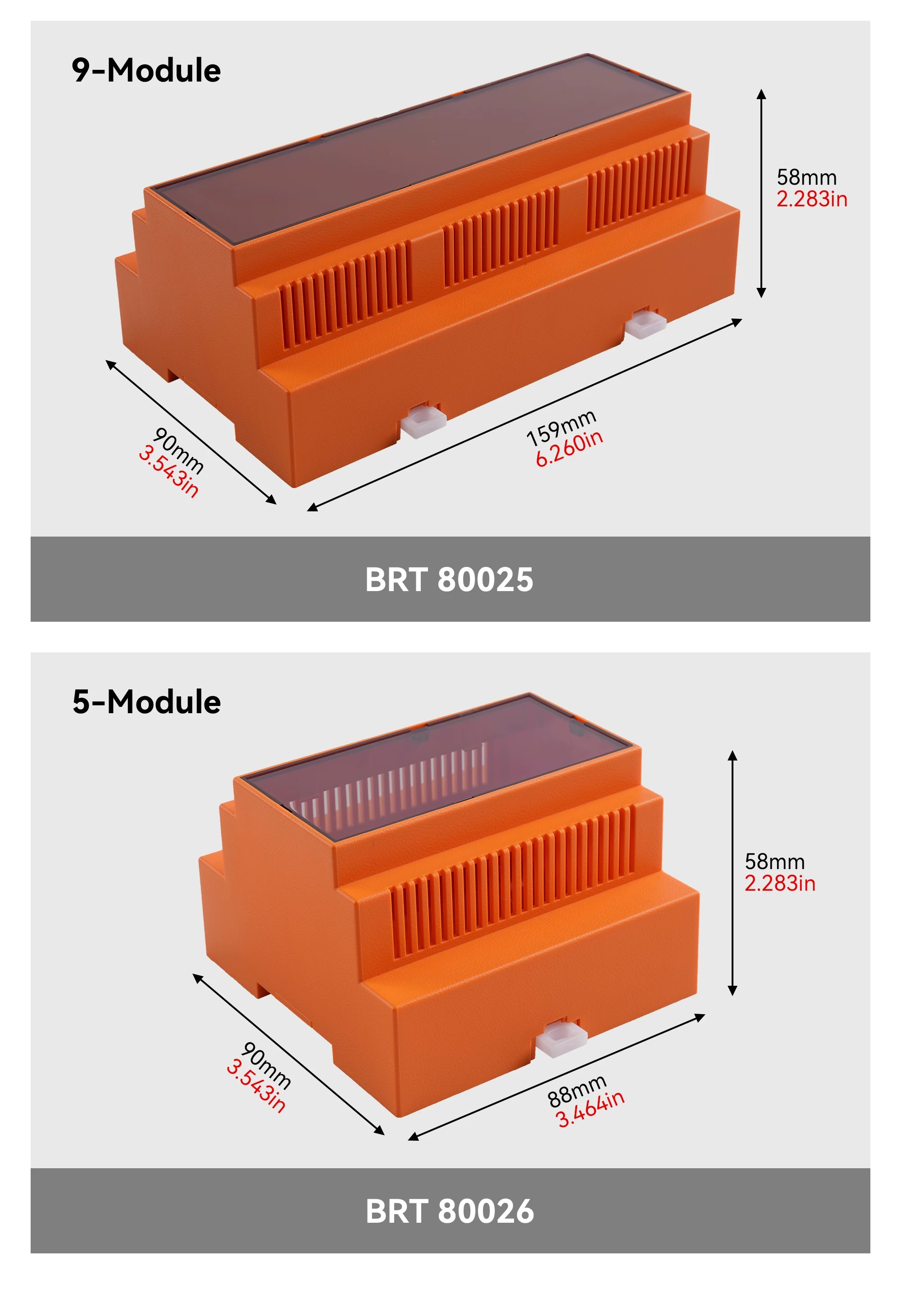 5 Module DIN Rail Enclosure for PCB & Electronics DIN Rail Box In UL 94 V0 Material