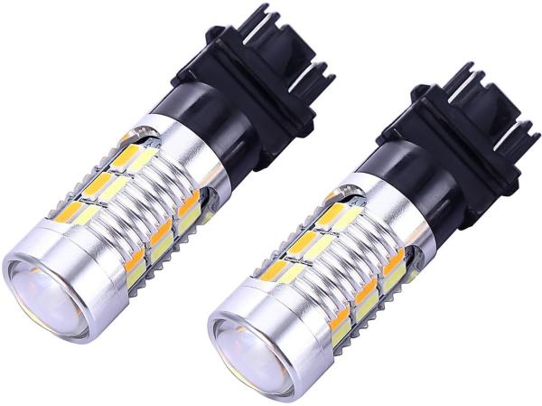 3157 3057 3357 4157 LED Brake Turn Signal Lights  Amber Switchback 22 SMD with Projector