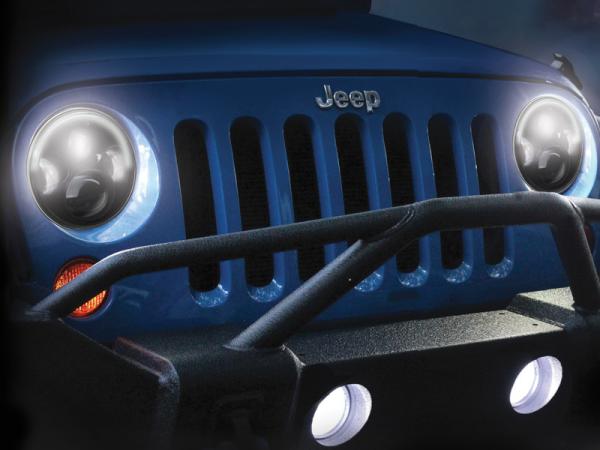 wrangler accessories 7 inch round led headlights drl 60w jeep half angle eyes headlight