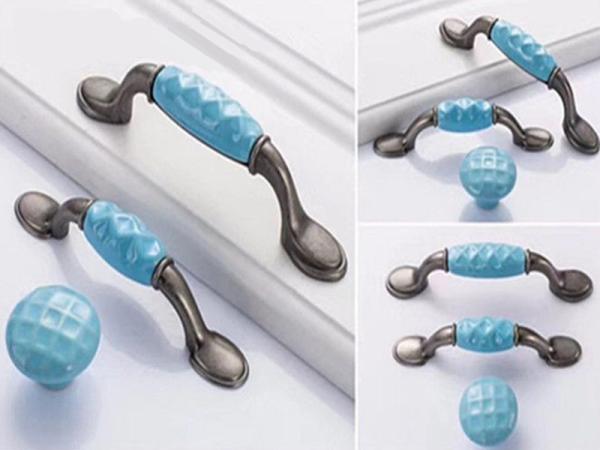 Blue Heart Ceramic Drawer Pulls Colorful Porcelain Furniture Handles Anti Brass Wardrobe Knobs