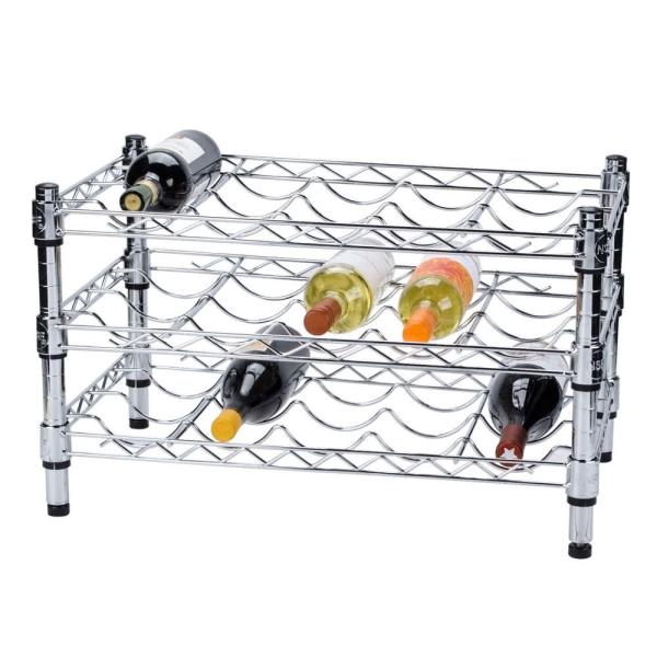 14 x 24 3 Slanted Wire Shelving Wine Rack For Restaurant , Bar , Club , Vineyard , Lounge
