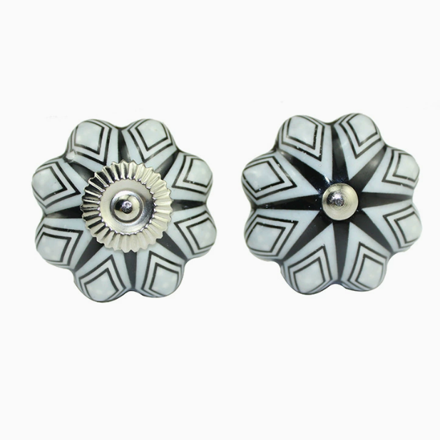 Vintage Bohemian Ceramic Petal Shape Colorful Handle Knob Kitchen Bedroom Drawer Cabinet Door Handle