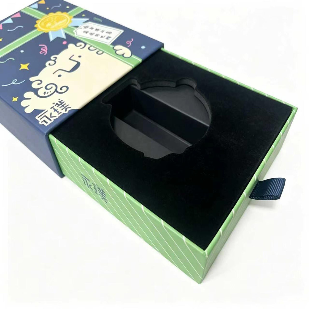 Rigid Slide Out Drawer Gift Box With Velvet Insert Custom Printed