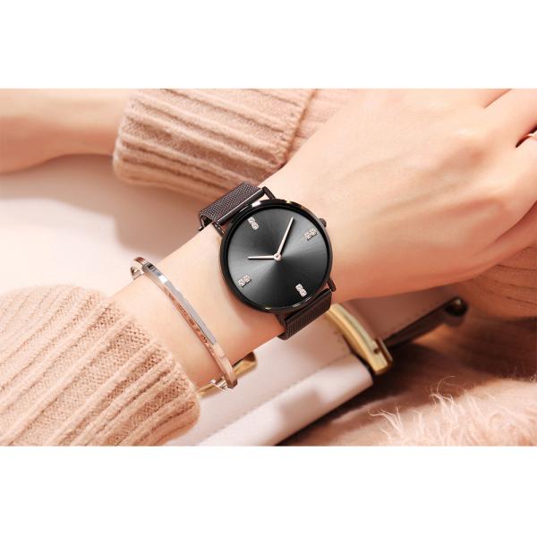 Quick Release Mesh Band Quartz Stainless Steel Watch PVD Black Water Resistant