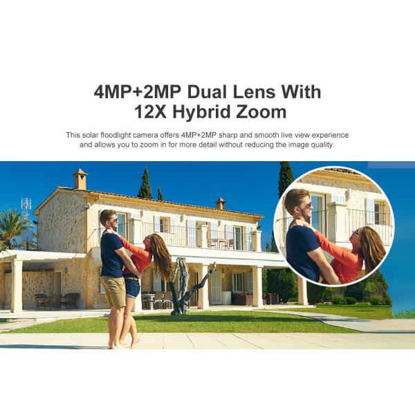 2K 4G Solar Security Camera 3.6mm 12mm Dual Lens Solar Floodlight Camera