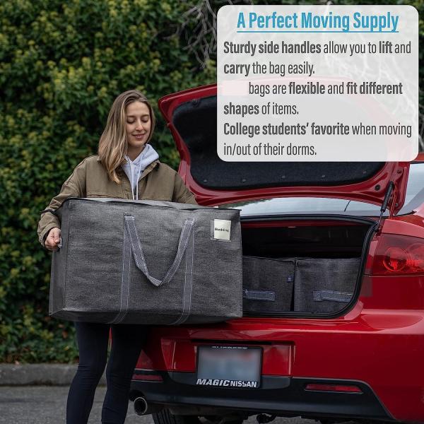Heavy Duty Extra Large Clear Moving Bags W/Backpack Straps Strong Handles & Zippers, Storage Totes For Space Saving