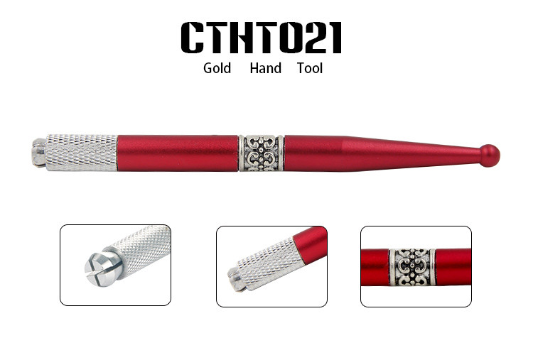 Ручка татуировки алюминиевой красной брови Handtool ручная для вышитого 3D