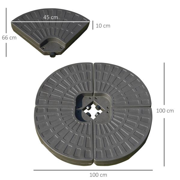 Outdoor Furniture AJUNION 4 PCs Portable Round Parasol Base with Filled Sand or Water