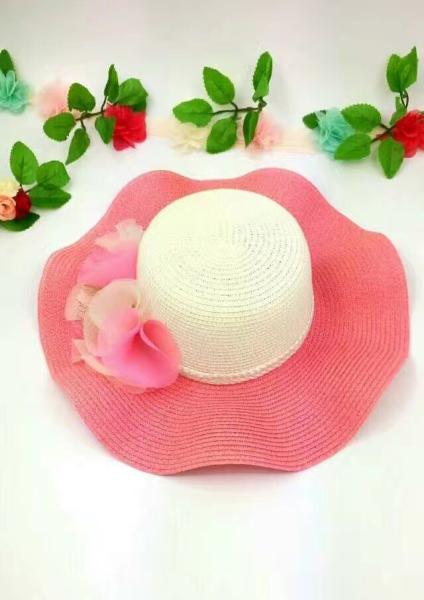 Women's Straw Hats For Big Heads , Nylon Floral Strip Floppy Sun Hats For Ladies