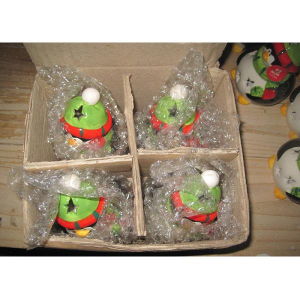 Strong Dolomite Penguin Candle Holder , Christmas Tea Light Holders Earthenware