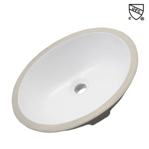 Oval Shape Undermount Bathroom Sink Fine Fireclay Construction One Piece Wash