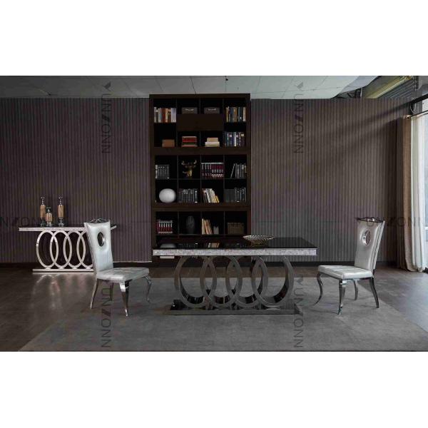 Heavy Base Luxury Modern Dining Tables Black Glass Top Dining Table L200xW100xH75cm