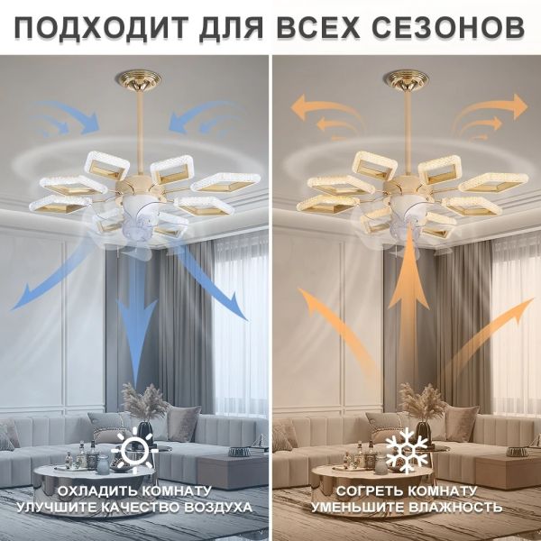 Dimmable Luxury Dinning Room LIving Room Chandelier Fan Crystal Led Ceiling Fan Lamp with Light (WH-CLL-67)