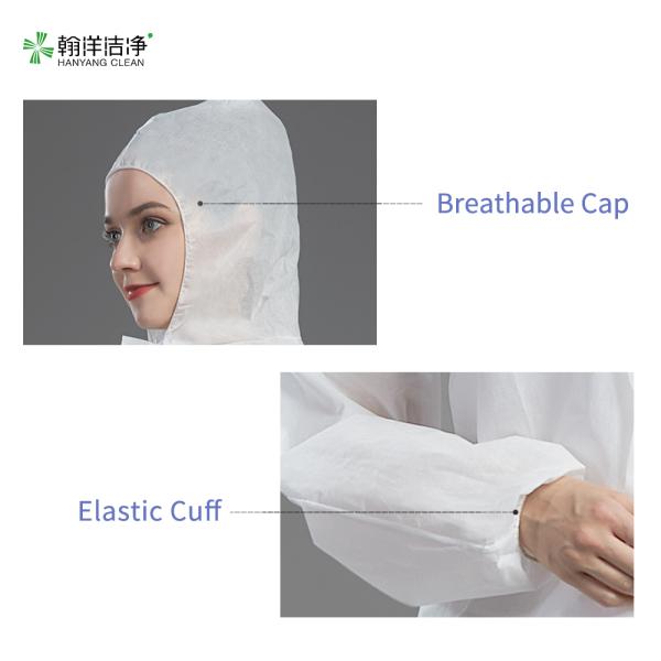 Combinaison de salle blanche en non-tissé SMS stérilisée par irradiation GB 12014-2019 M-4XL
