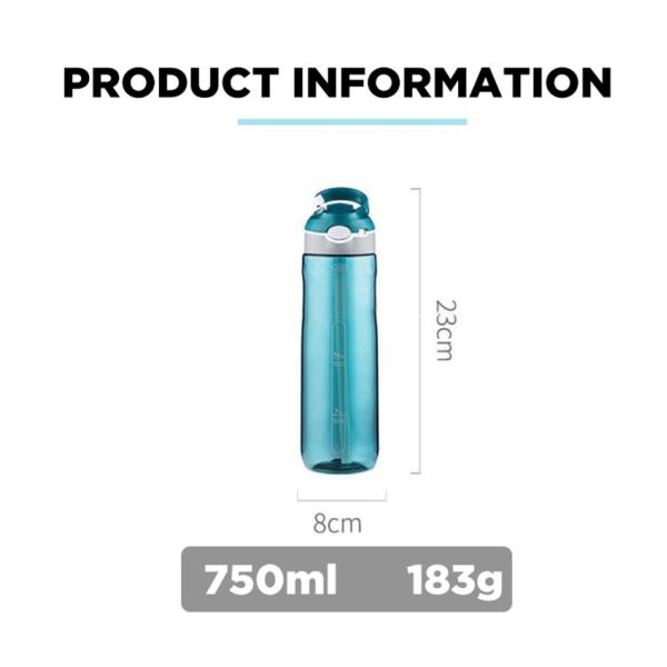 183g Straw Type BPA-free Plastic Tritan Water Bottle 750 ml for Fitness Protein Shake