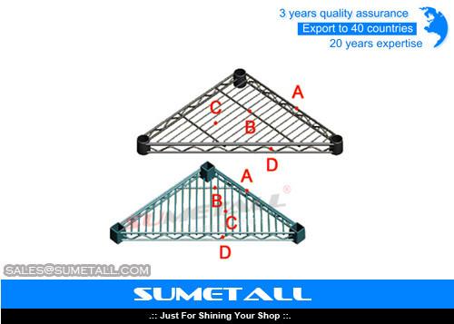 Triangle Shaped Chrome Wire Shelving , Stainless Steel Wire Shelves For Garage / Kitchen