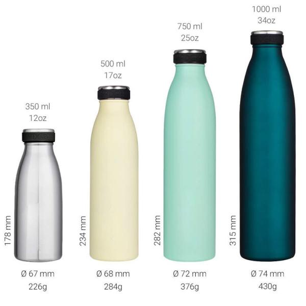 350/500/750ML Forme de lait Bouteille d'eau en acier inoxydable à petite bouche Matte en caoutchouc enduit Bouteille d'eau en acier inoxydable Design durable et confortable
