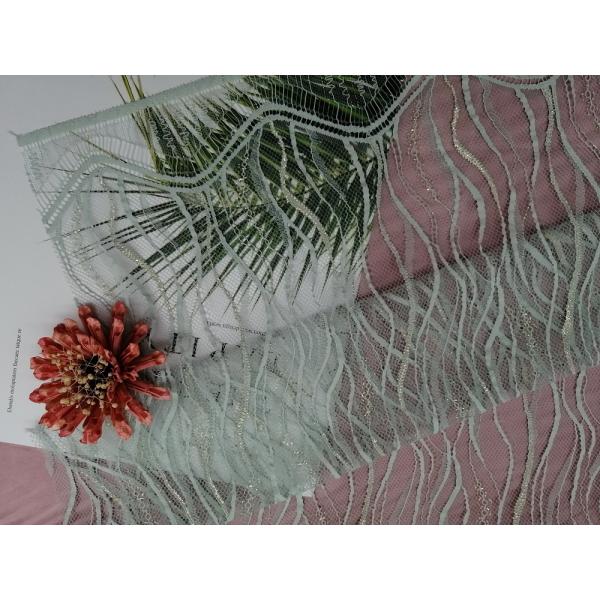 Ткань шнурка французской ресницы Chantilly металлическая с Scallop