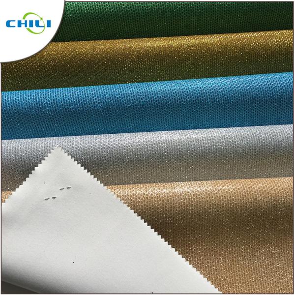 Genuine Glitter Leather Fabric , Glitter Cotton Fabric For Handbags 1mm Thick