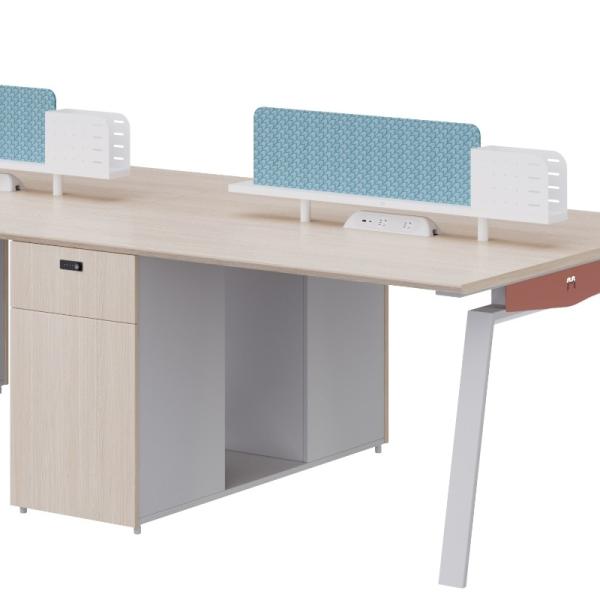 Support customization Commercial Office Furniture Two or Four-Person Staff Table with Screen Separated and Filing Cabinets