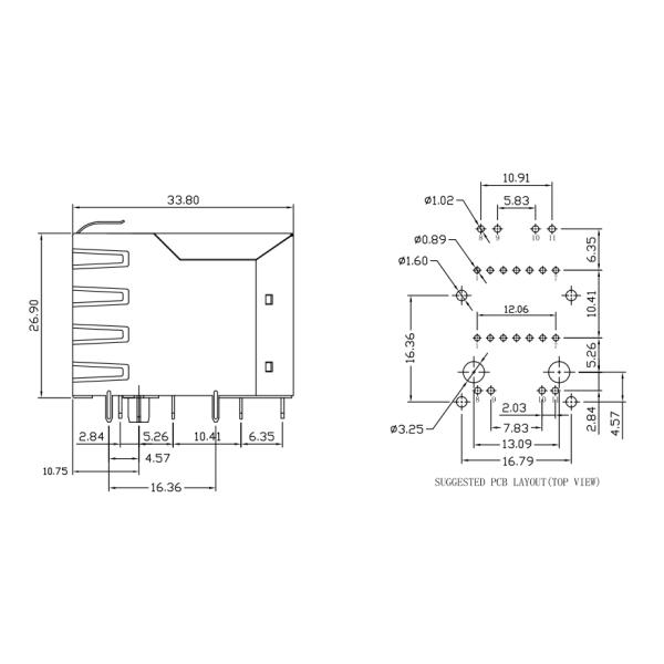 0845-2D1T-H5 CONN MAGJACK 2PORT 10/100 Base-T , AutoMDIX Shielded LPJ17633ADNL