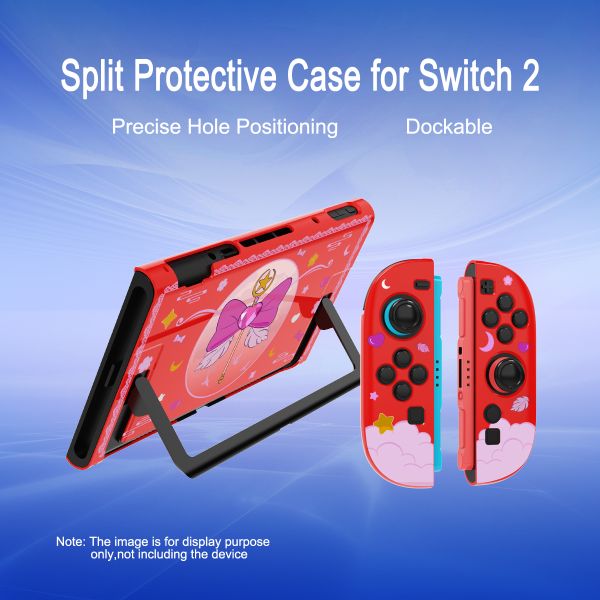 Red Detachable Cartoon Girl Protective Case for Nintendo Switch 2 & PC - Two-Piece Hard Shell Cover
