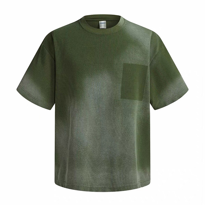 325GSM Airbrushed Waffle Knit T Shirt Anti Pilling Drop Shoulder T Shirt Gradient