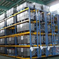 Système de rangement mobile à moteur, racks de stockage industriels en acier.