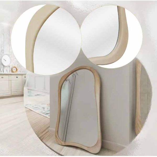 Customized French Room Decorative Large Mirror Wavy Mirror Design Wooden Frame Irregular Shape Dressing Mirror