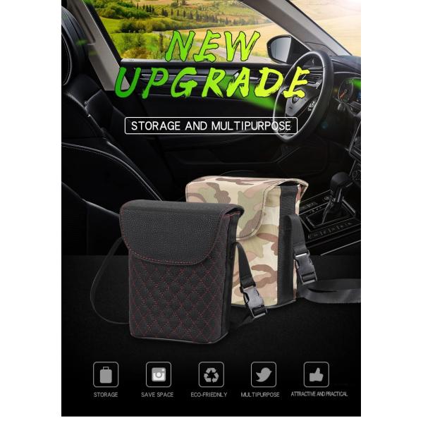 Lightweight Storage 3 L Capacity Car Accessories Trash Bin With Leather Abs Board