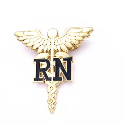 3D Wing Custom Metal Badges , Plated Gold Metal Enamel Pin Badges