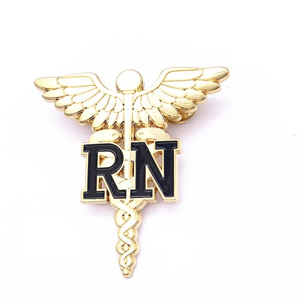 3D Wing Custom Metal Badges , Plated Gold Metal Enamel Pin Badges