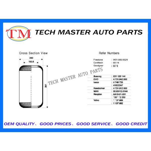 Шина Neoplan разделяет резиновые весны воздуха 661N тележки для системы пневматической подвески шины/тележки