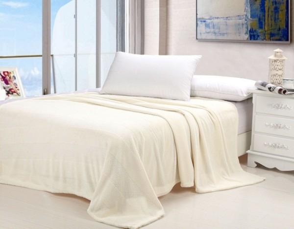 Plain Style Cozy Soft Flannel Bed Blanket Jacquard Anti - Pilling Multi Color Available