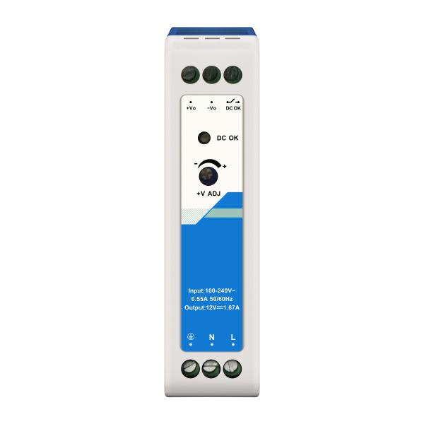 12V Din Power Supply 20W 1.67A Plastic AC/DC Input CE UL Listed Industrial Grade