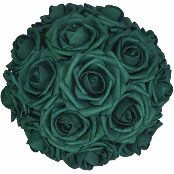 Bulk Dark Emerald Green Roses Artificial Flowers with Stem for DIY Wedding Bouquets Centerpieces Arrangements Kissing Ball