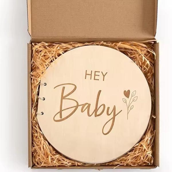 Handcrafted Plywood Baby Shower Souvenir Guestbook  Milestone Wooden Circles
