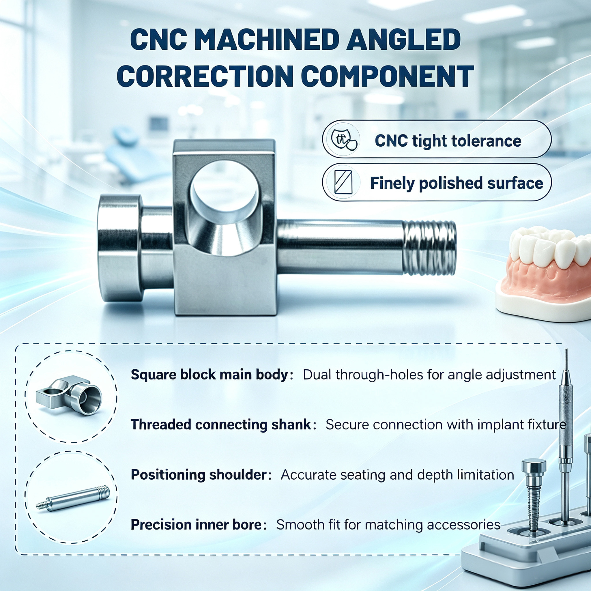 Customized TC4 Titanium Composite Open Impression Transfer Rod With Precision Positioning Hole