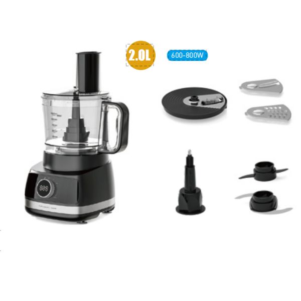 600-800W Multi Functional Food Processor With 2.0L AS Transparent Bowl And 3 Speeds Pulse Settings