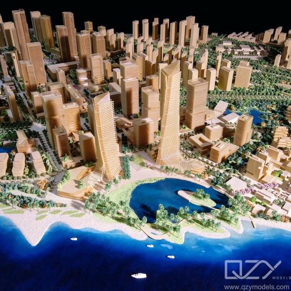 Mini Basswood Архитектурная физическая модель Aecom 1/500