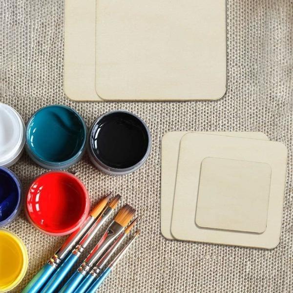 Thin Unfinished Wooden Squares for Wood Burning Painting Staining Engraving Laser Projects Wood Craft Supplies