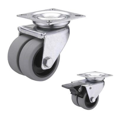 capacidade 80kg rodízios da placa do giro de Gray Wheel Twin Wheel TPR de 3 polegadas